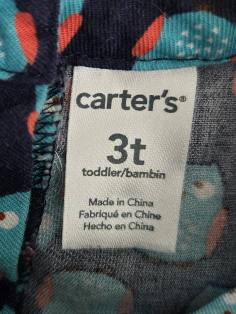 Carter's Navy and Turquoise Owl Print Long-Sleeve Tee Size 3T